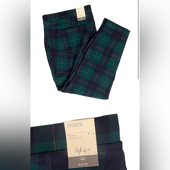 Style & Co Plaid  Pointe Paint Leggings - Size 4 x - Picture 2 of 11